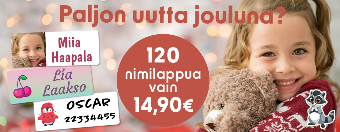 Nimilappu.fi - Paljon uutta jouluna? Nimikoi vaatteet vain 14,90 €